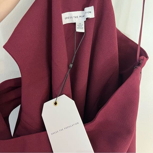 Dress The Population Tiffany One Shoulder Dress with Stretch XL in Burgandy, NWT - Picture 8 of 10